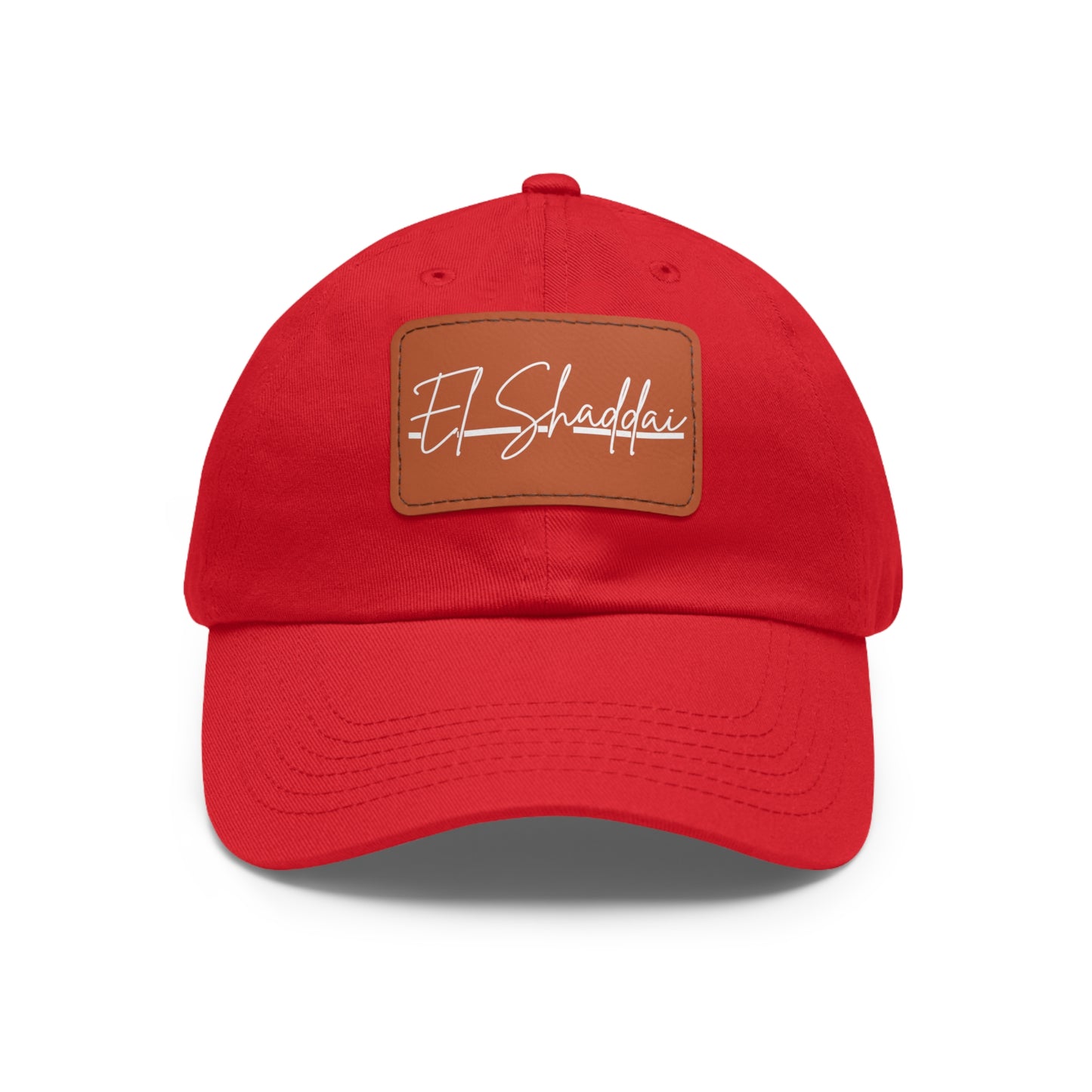 El Shaddai Faith-Based Dad Hat with Leather Patch | Unstructured | Bio-Washed Twill