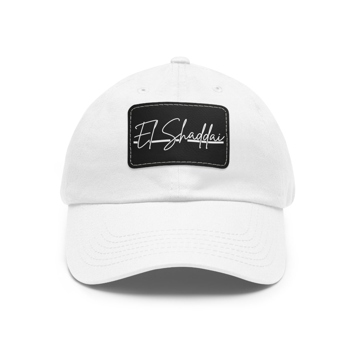 El Shaddai Faith-Based Dad Hat with Leather Patch | Unstructured | Bio-Washed Twill