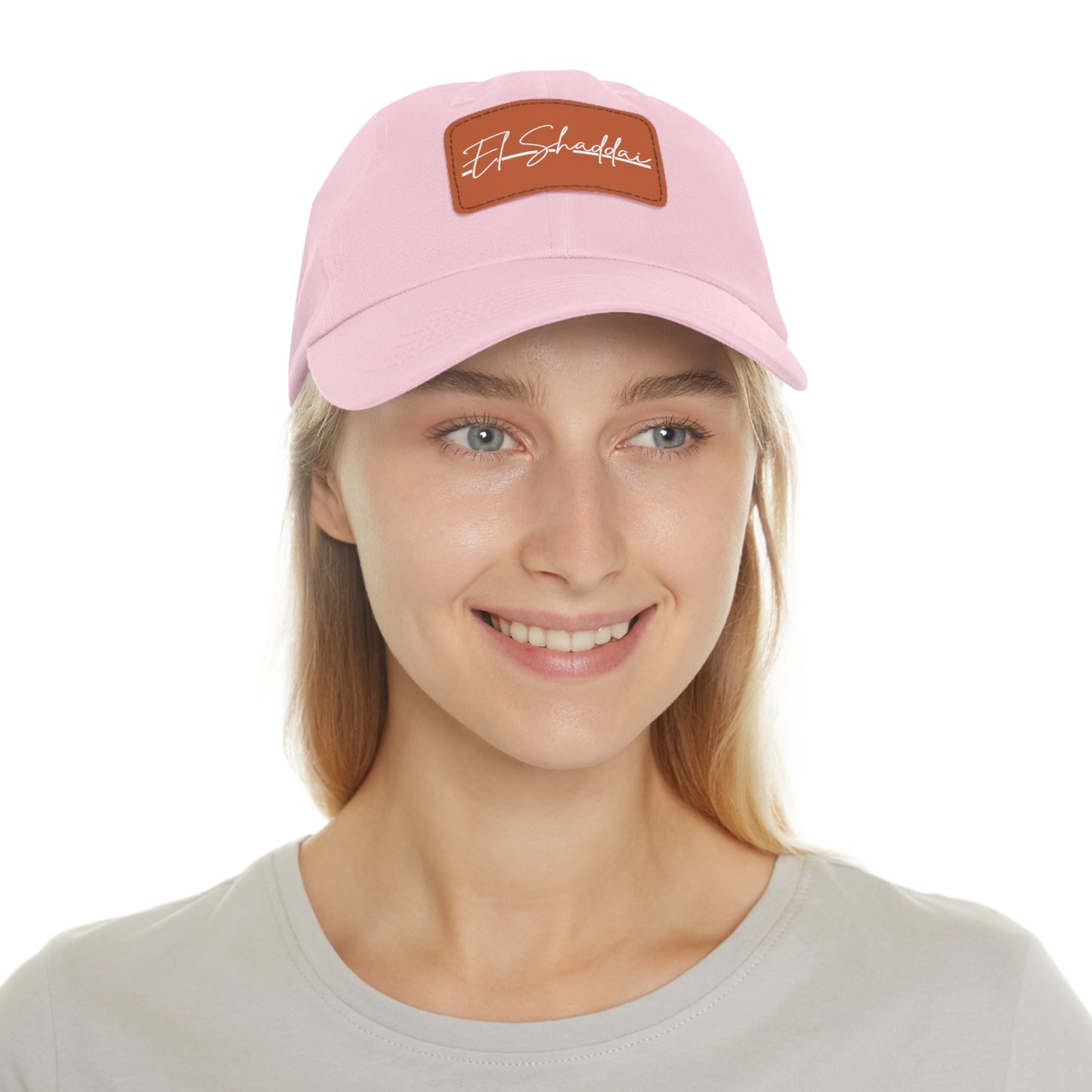 El Shaddai Faith-Based Dad Hat with Leather Patch | Unstructured | Bio-Washed Twill