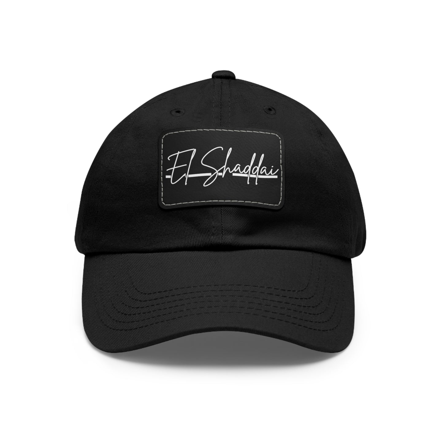 El Shaddai Faith-Based Dad Hat with Leather Patch | Unstructured | Bio-Washed Twill