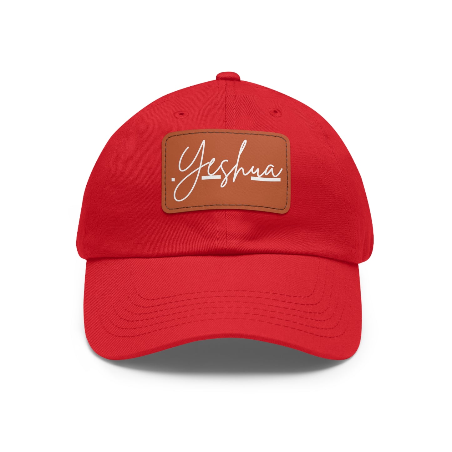 Yeshua Faith-Based Dad Hat with Leather Patch | Unstructured | Bio-Washed Twill