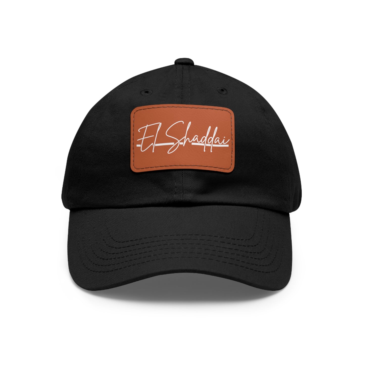 El Shaddai Faith-Based Dad Hat with Leather Patch | Unstructured | Bio-Washed Twill