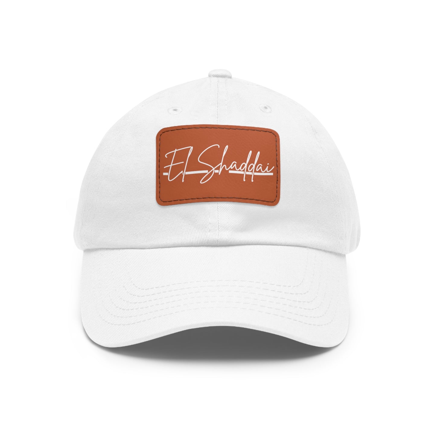 El Shaddai Faith-Based Dad Hat with Leather Patch | Unstructured | Bio-Washed Twill