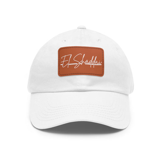 El Shaddai Faith-Based Dad Hat with Leather Patch | Unstructured | Bio-Washed Twill